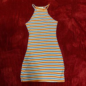 Halter Striped Bodycon Dress